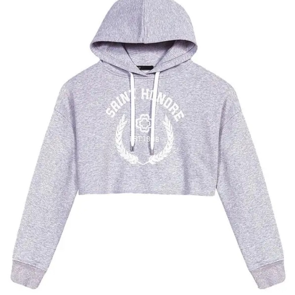 Gray Cropped Hoodie